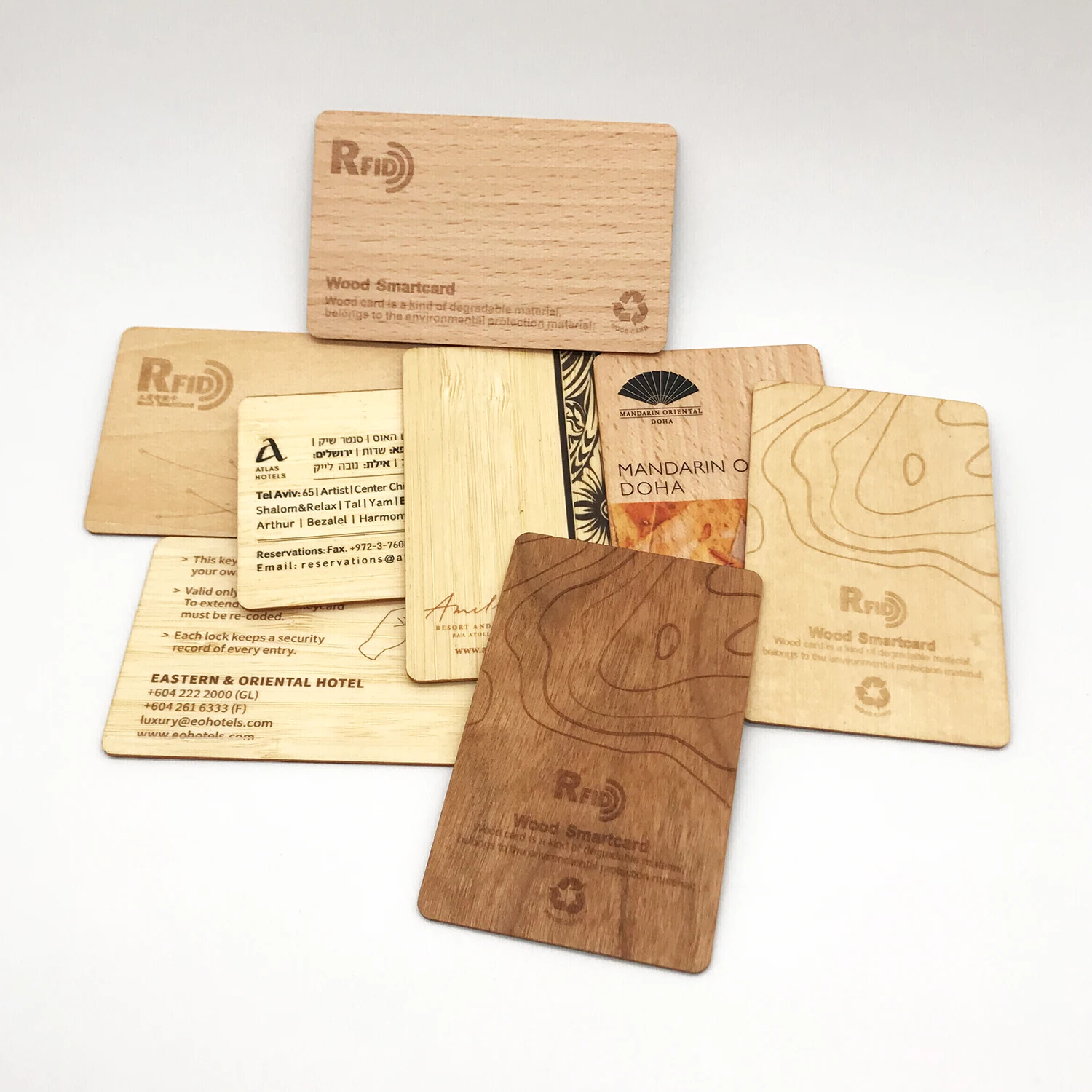Eco-friendly Custom Logo Shape and Sized Wood NFC Card Tag for Hotel Key System