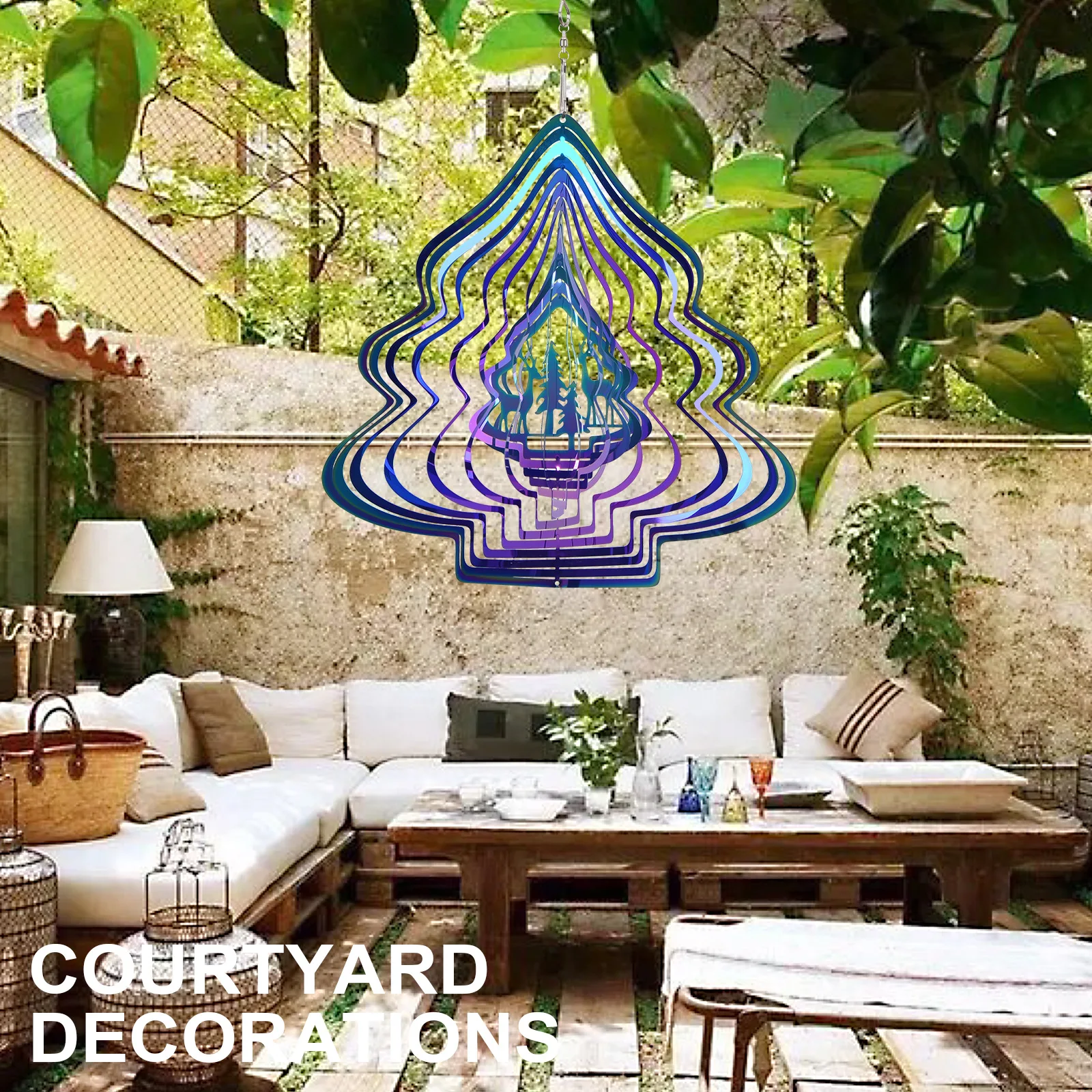 3D Matel Wind Spinner Rotating Metal Plate Animal Pattern 3D Wind Chime Rotating Pendant