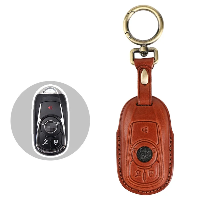 Hot sale Leather Material car Key cover with key chain For Buick GL8 Envision 5 buttons car key case pouch accessory
