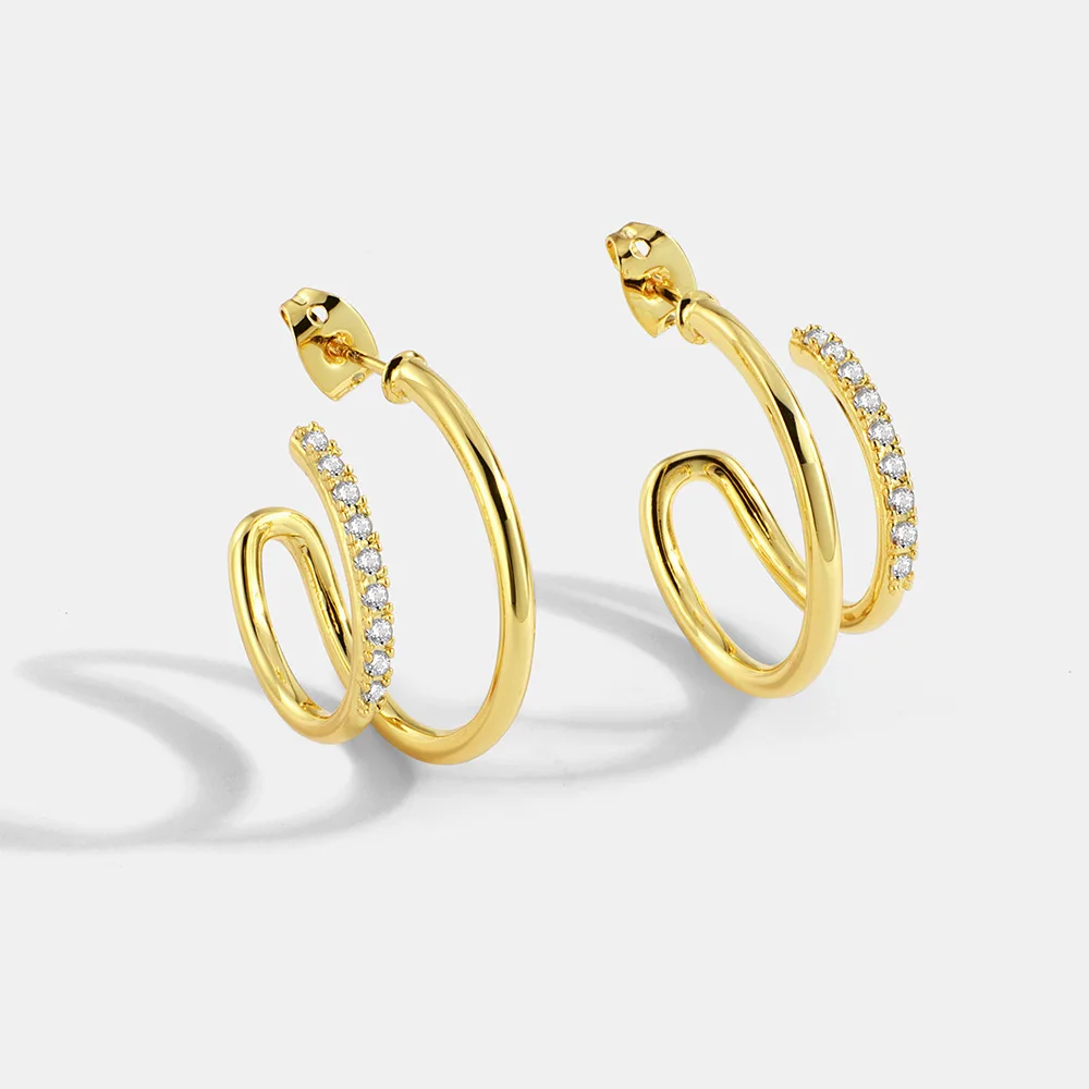 2022 Trendy Earring 18K Gold Plated Hollow Geo Cut Hoop Earring Big  Earrings Wholesale