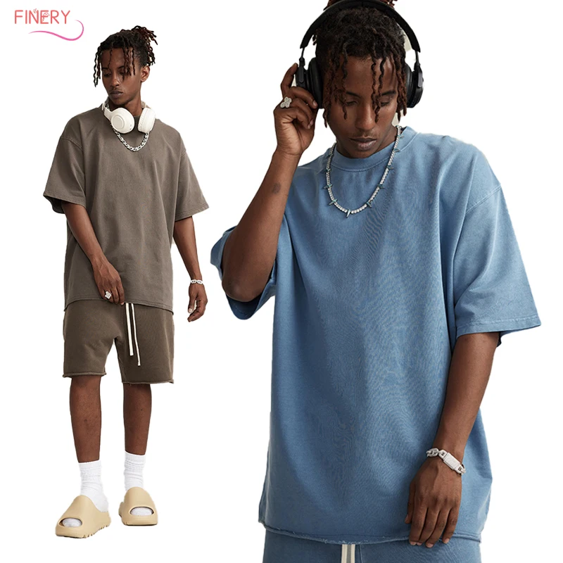 Heavyweight 260 gsm T shirt for men with logo cotton model tee high quality oversized customized wholesale blank t shirt