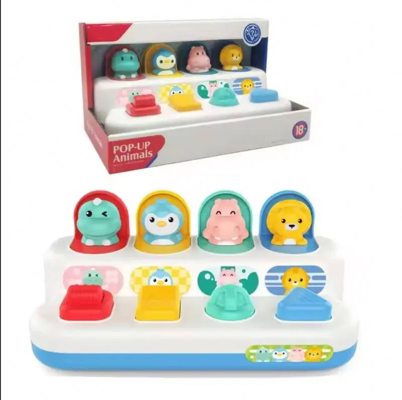 SS Factory Wholesale Educational Toys Pop Up Animals Button Game Popup Baby Development Toys Baby Learning Toys