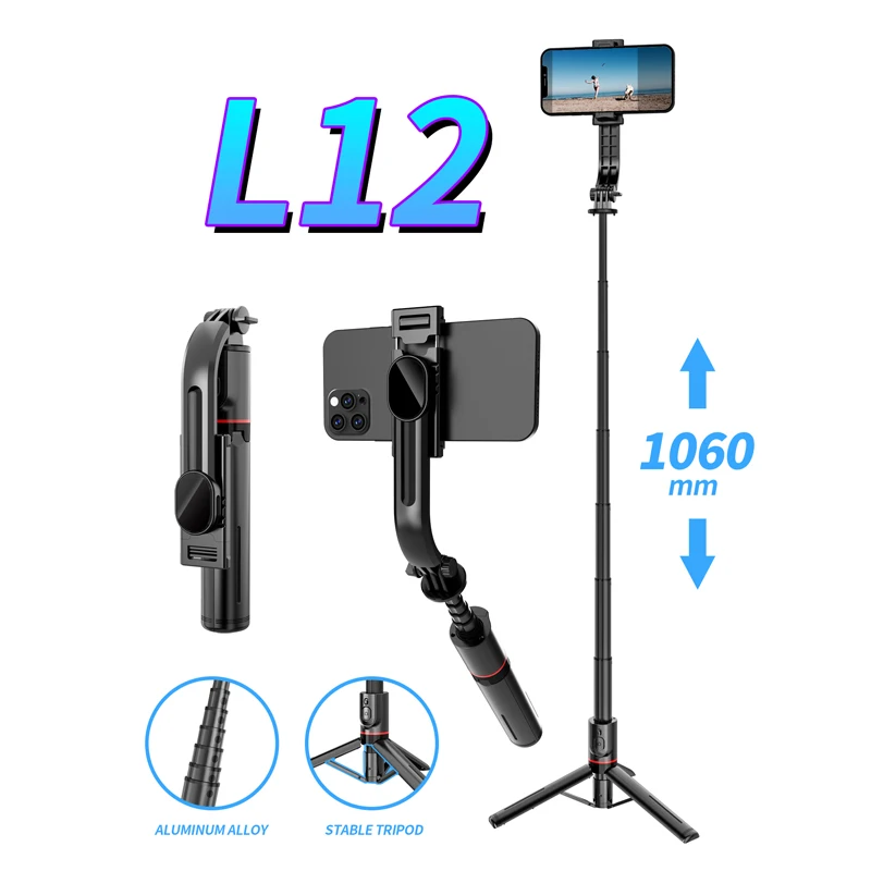 2022 New Design Flexible Telescopic Selfie Stick L12 With Wireless Remote Portable Selfie Stick Tripod