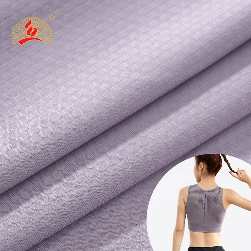 Wholesale Nylon Spandex Jacquard Mesh Plaid Cloth Summer T-Shirts Knitting Roll Gym Sportswear Lycra Fabric