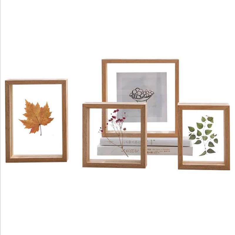 High Quality Custom 3D DIY Double Glass Picture Frame Floating Frame For Pressed Flower Wooden