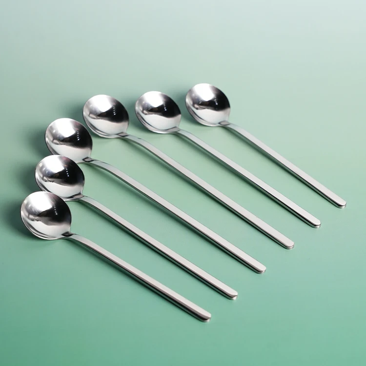 Wholesale Round Spoons ODM OEM Coffee Dessert Spoon Set Flatware Stainless Steel Spoon for Party