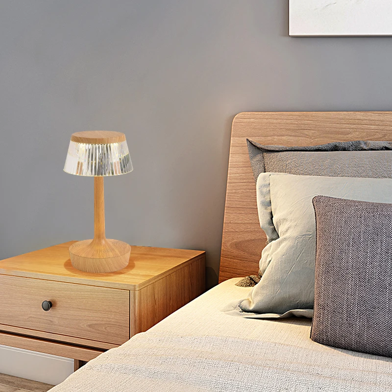 Fancy Decoration Smart Mushroom Plastic Wooden Touch Control Bedroom Dining LED Table Lamp