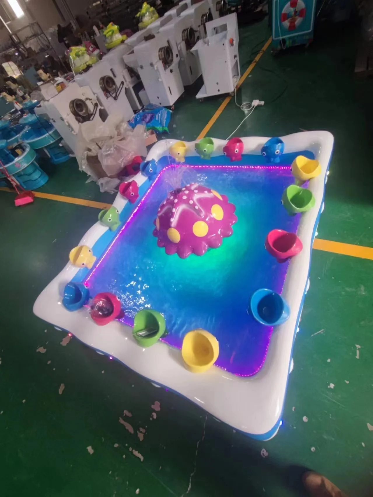 Kids Play Fish Game Machine Music Jellyfish Fiberglass Fish Ponds Toy Fishing Pond For Children Amusement Park Outdoor