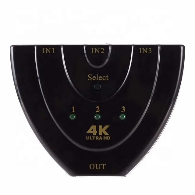 
Hot Selling New Arrival upports Full HD 4K 1080P 3D 3 Port 3 in 1 out HDMI Switch with Pigtail Cable 