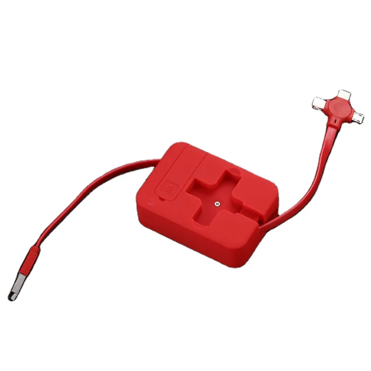 Цветной квадратный держатель для мобильного телефона Macaron, настраиваемый логотип, выдвижной 1 м 3 в 1, зарядный кабель