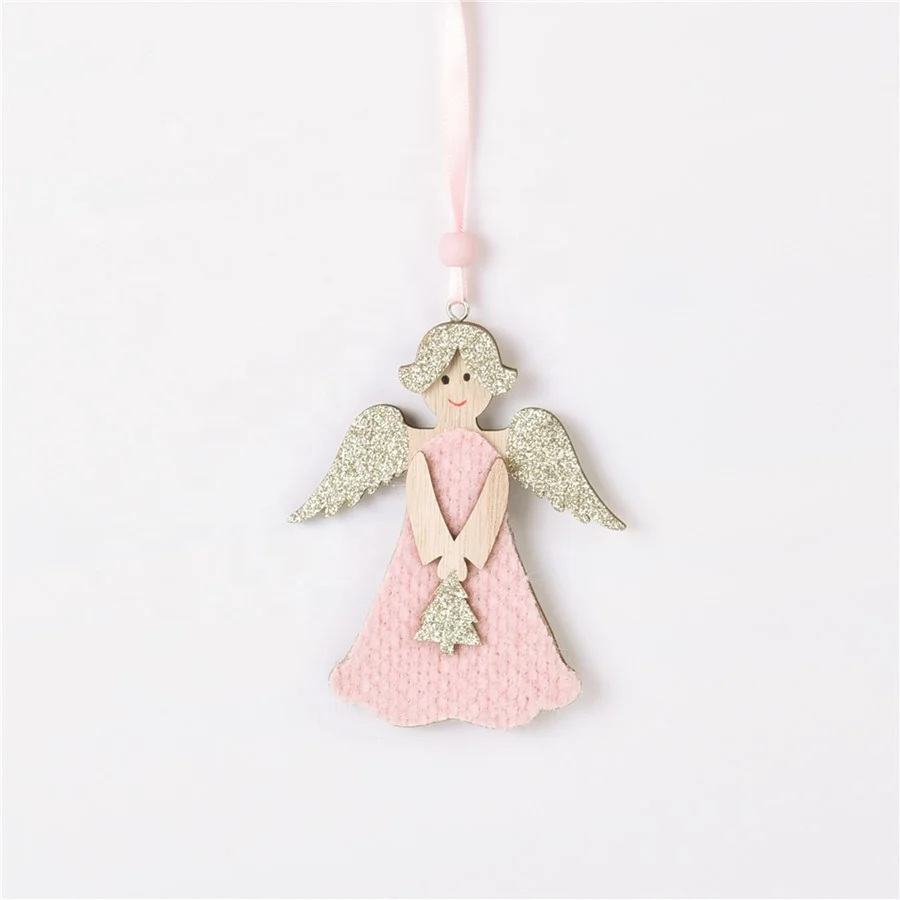 New Pink Angel Girl Felt Doll Christmas Pendant Decor Ornaments Christmas Decoration for Home
