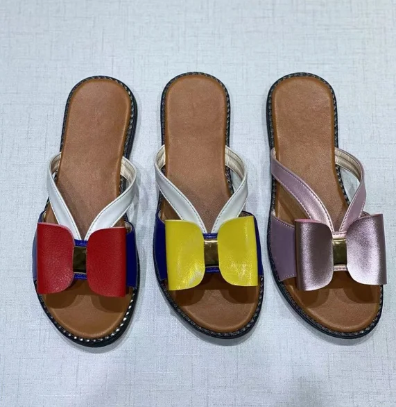 2023 wholesale cheap new summer fashion women sandals and slippers suede flat bottom cross ladies slippers