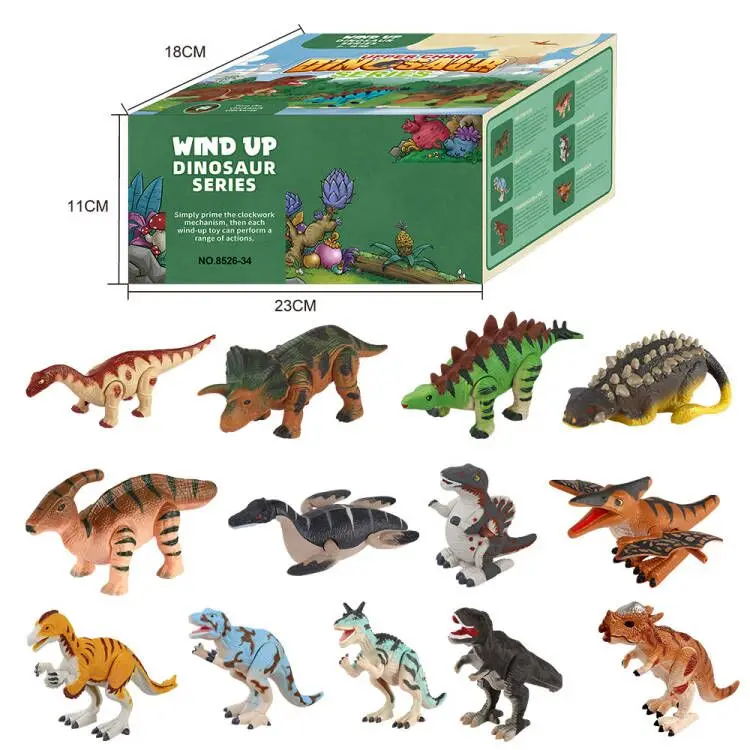 12 Pack Dinosaur Wind Up Toys  Assorted Birthday Goody Bag Filler Walking Clockwork Toy