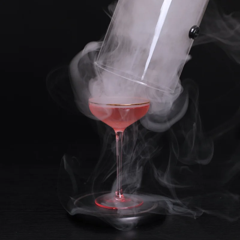 Smoking Cloche For Food Drinks With Wood Base Cocktails Smoke Infuser Glass Dome for Smoker Gun Clear dome cover