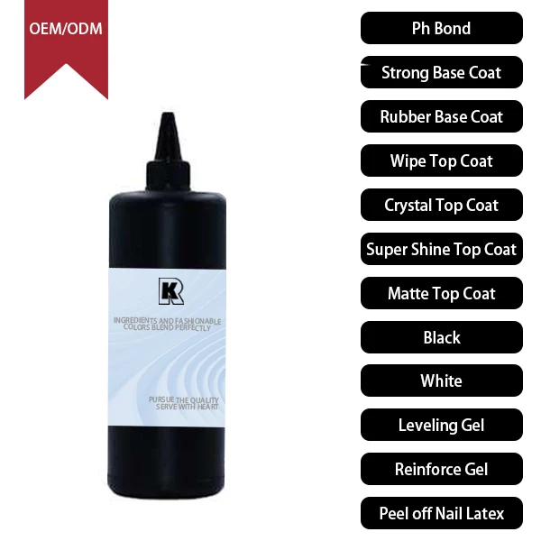 OEM Private Logo Clear Gel 1 kg Bulk UV Nail Polish Strip Top Coat Rubber with UV Gel Polish