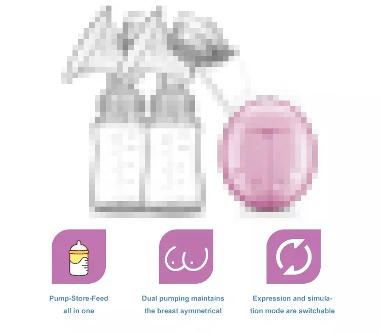 Bilateral Milk Feeding Electric Breast Pump 100% Food Grade PP+Silicone_4
