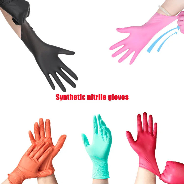 Cheap black nitrile gloves household Blue / Pink / color touchntuff lab vinyl hand gloves with CE certification 100 pieces / box