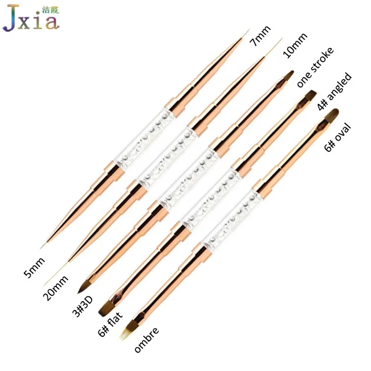 Профессиональные двухсторонние ногти Jiexia цвета розового золота, 3D акриловая ручка для скульптуры, однотактная кисть для рисования ногтей