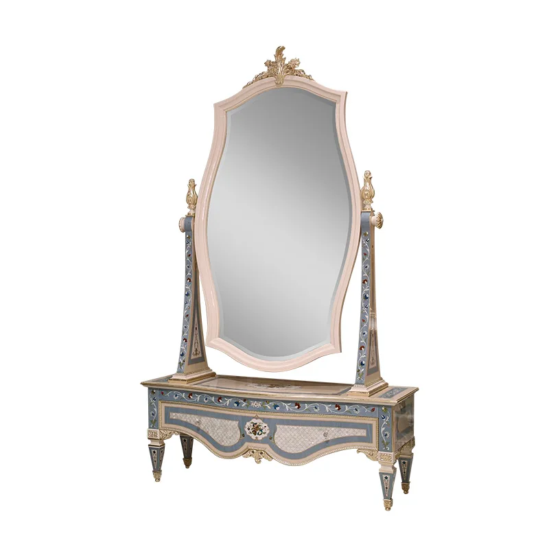 OEM Promotion European  Royal Wooden Dresser Full Length Mirror Wooden Mirror Jewelry Cabinet Painting Full Wall Mirror