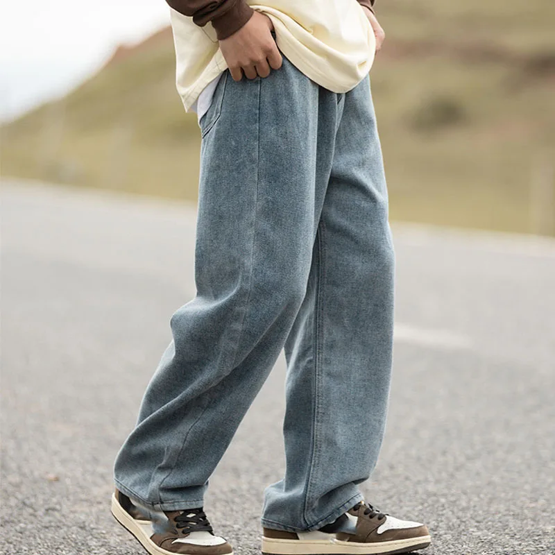 Baggy Jeans Trousers for Men High Quality Denim Trousers Men Streetwear Pant Men 2024 Loose Straight Jeans Acid Wash Pants
