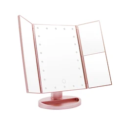 Best Sellers Adjustable Touching Screen 22 Led Cosmetics Makeup Mirror With Lights usb Charging 180 Degree Desktop for makeup
