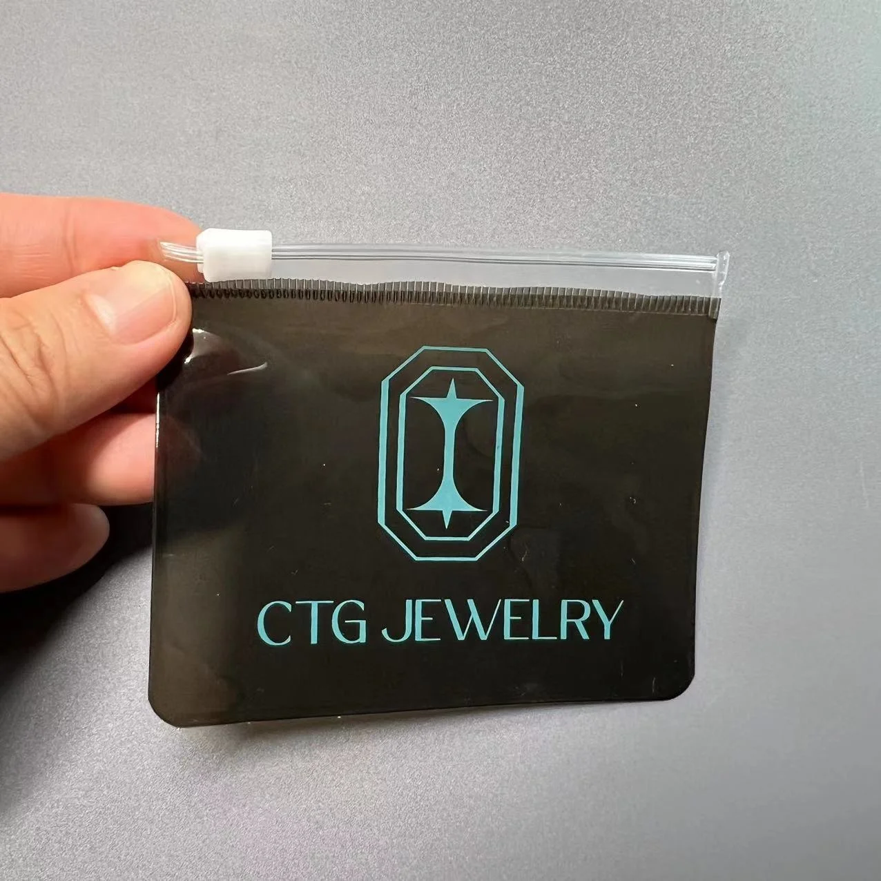 Premium  Zip Lock Transparent Brown Colored PVC Jewelry Dust Bag  Rings Earrings Jewellery Storage Pouches with Private label