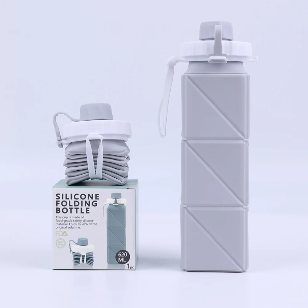 Leakproof Portable Camp Outdoor Travel Custom Food Grade Bpa Free Silicone Bottle Water With Silicone Cover Lid For Kids