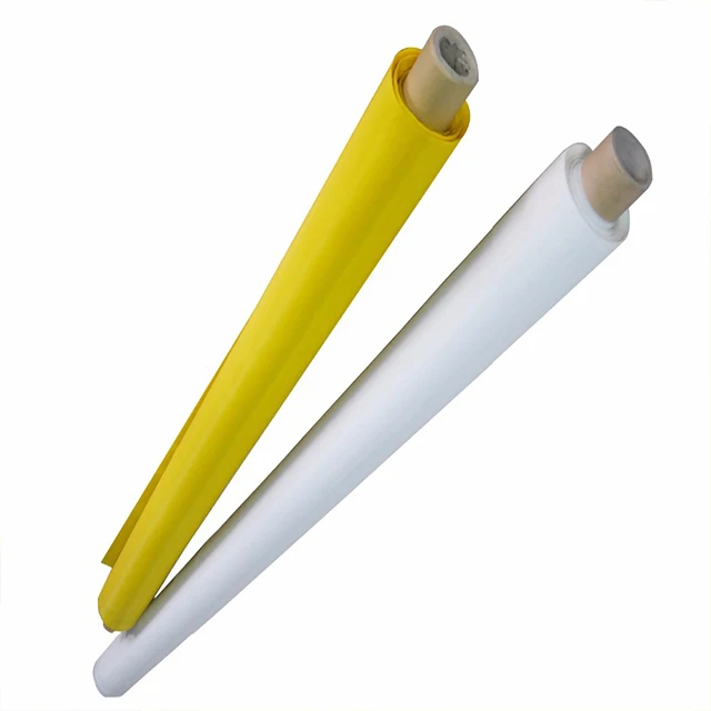 high tension fine white yellow monofilament bolting cloth mesh fabric polyester silkscreen printing mesh / silk screen