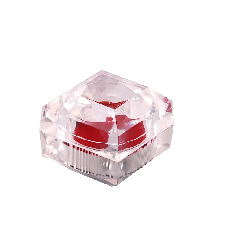 High Quality Square Transparent Ring Earring Packaging Ready to Ship Clear Plastic Jewelry Ring Box