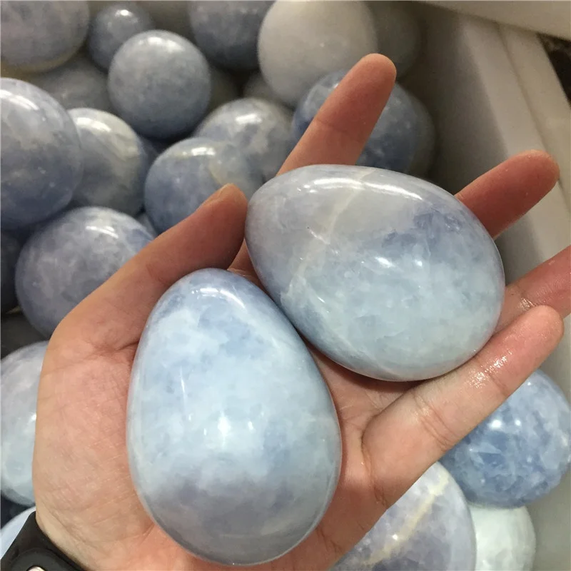 Wholesale Natural Rock Blue Celestite Crystal Massage Egg Celestitel Egg