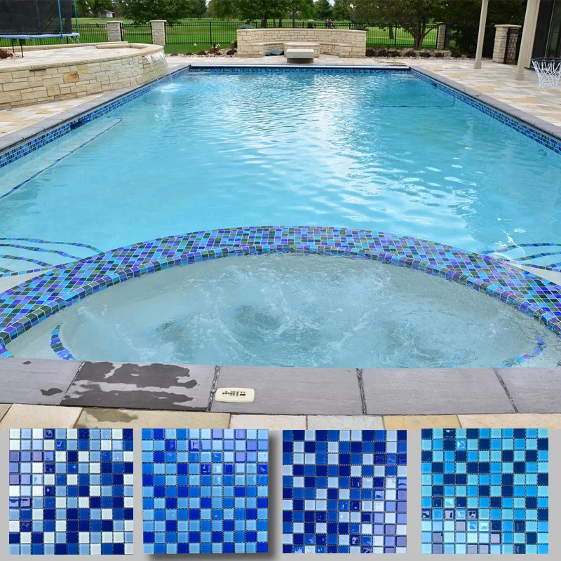 25x25mm crystal glass mosaic tile for swimming pool wall and floor