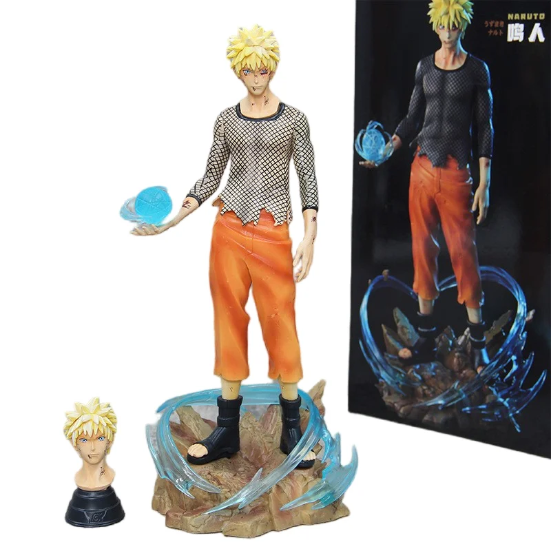 Narutoed action figures Anime character Narutos with base double head carved spiral pill animation decoration