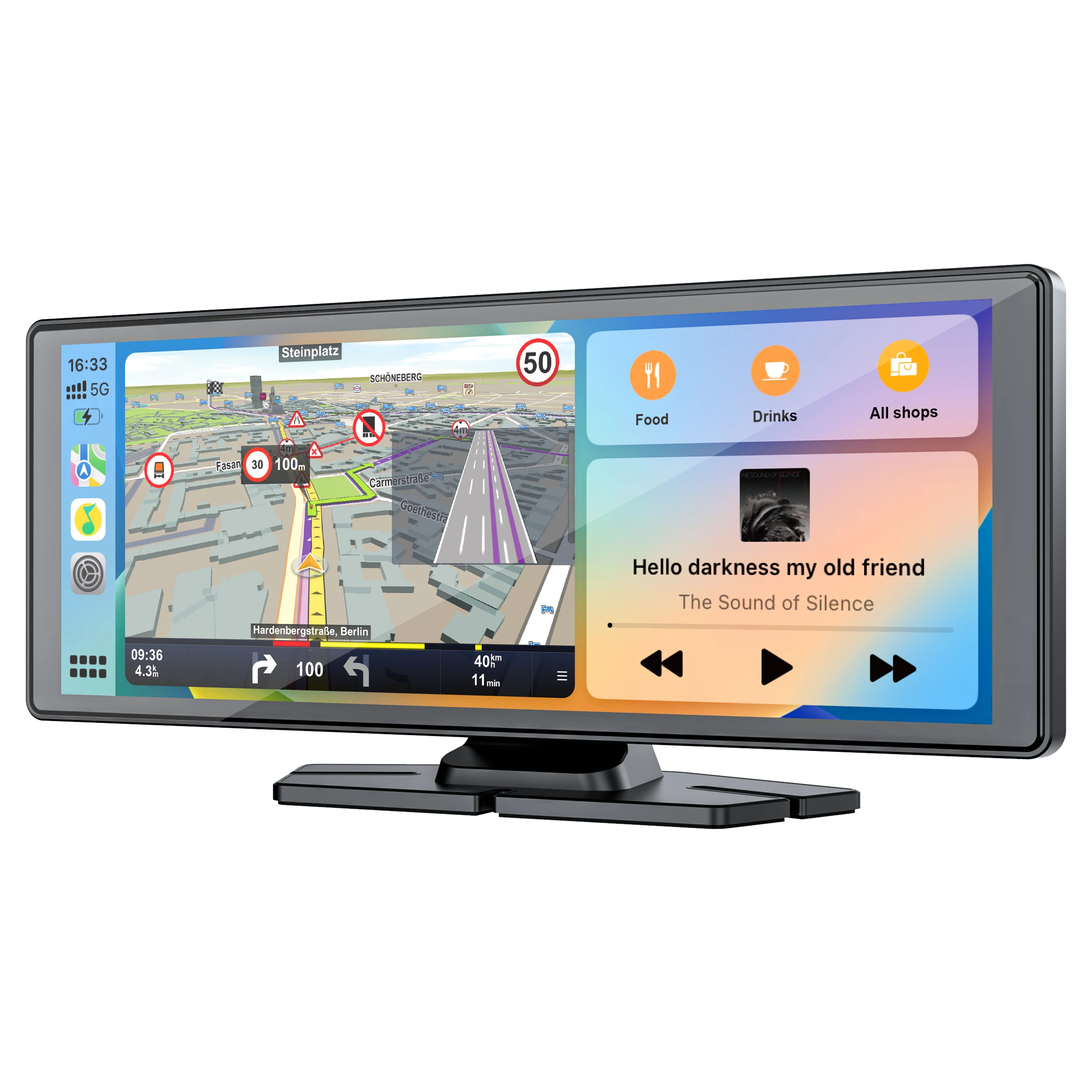 10.26' Carplay Smart Screen Adjustable Lens 2K 1080P Front&Rear Camera WiFi Bluetooth Car Stereo for Cars