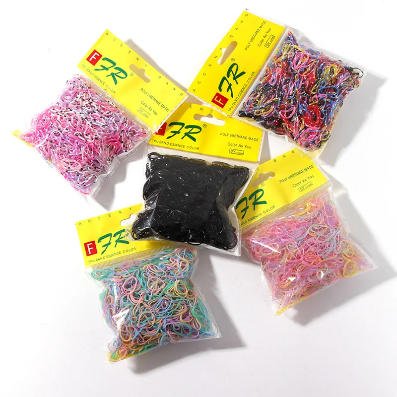 
1000pcs Small Rubber Bands Girls Mini Hair Ties Colorful Kids Ponytail Holders Fashion TPU Hair Elastics Silicone Hair 
