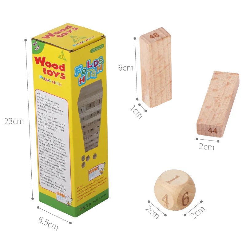 
Natural Beech Wood Timber Jengas Stacking Blocks Tumbling Tower Board Games Wooden Building Blocks Toys Kids 
