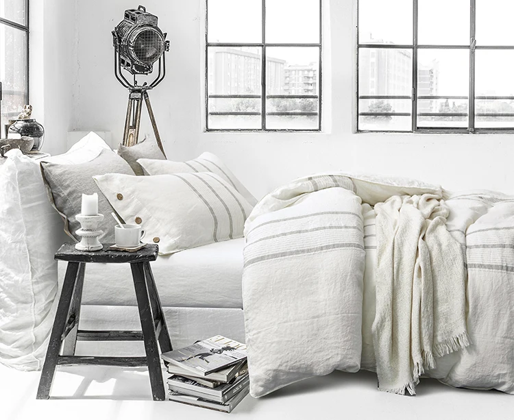 Flax Linen bed sheet set washed French Linen bedding sets