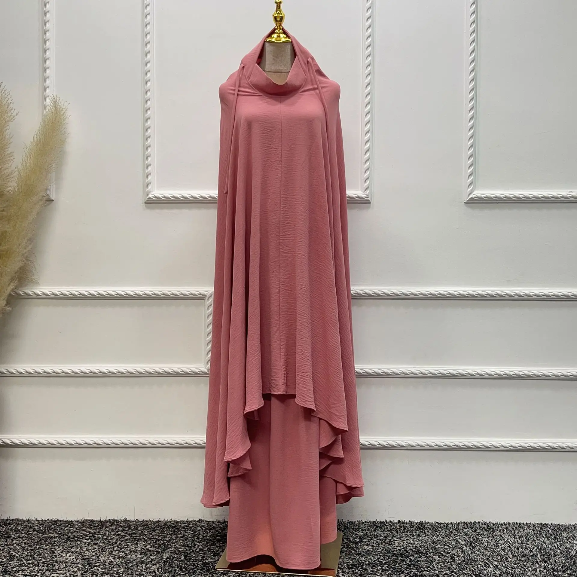 SIPO Solid Dubai Indonesia Vietnam Fashion Malaysia Muslim Prayer Set Women Garment Abaya Satin Fabric Telekung 2023