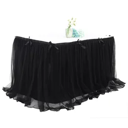 Wholesale Table Skirts For Wedding Party Buffet Decoration High Quality Soft Tulle Ruffle Tutu Table Skirt