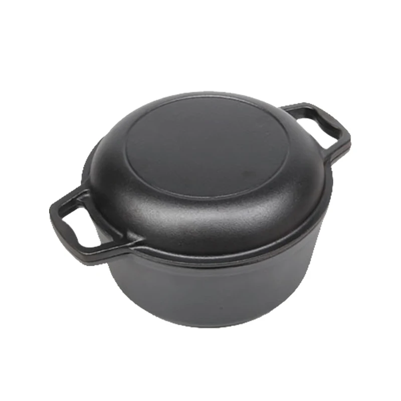 Custom cast iron casserole skillet 2-in-1 Safe outdoor kitchen pan with pre-seasoned cast iron Dutch pan oven