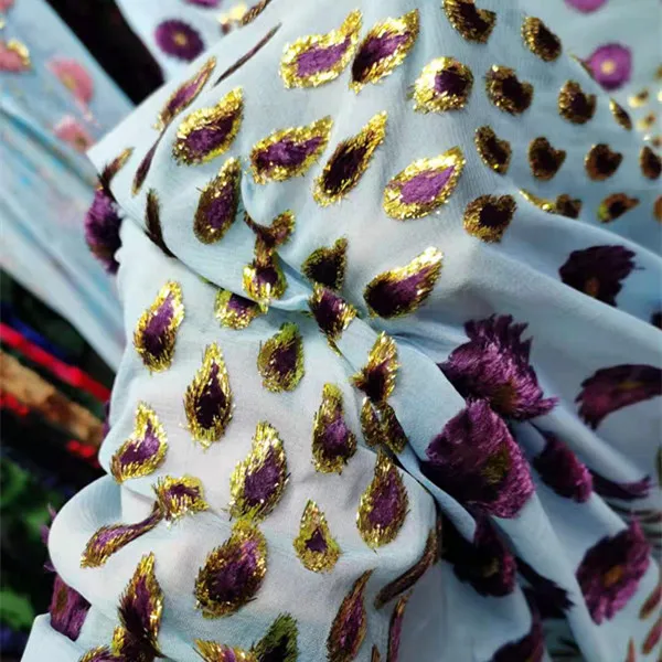 New Design Silk Jacquard Woman Clothing Real Silk Jacquard Velvet Fabric for Dress