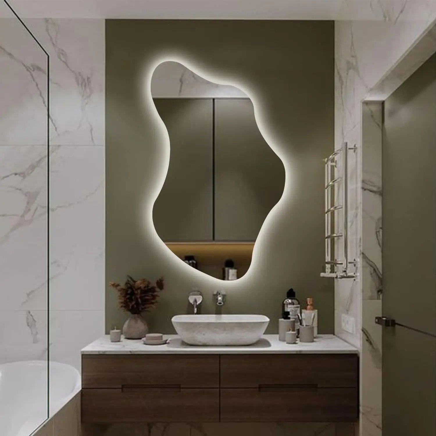 Asymmetrical Frameless Vanity Mirror Irregular Pond Wall Home Decor Bath Mirrors Christmas Framed Customized Size UL CE SAA 3C