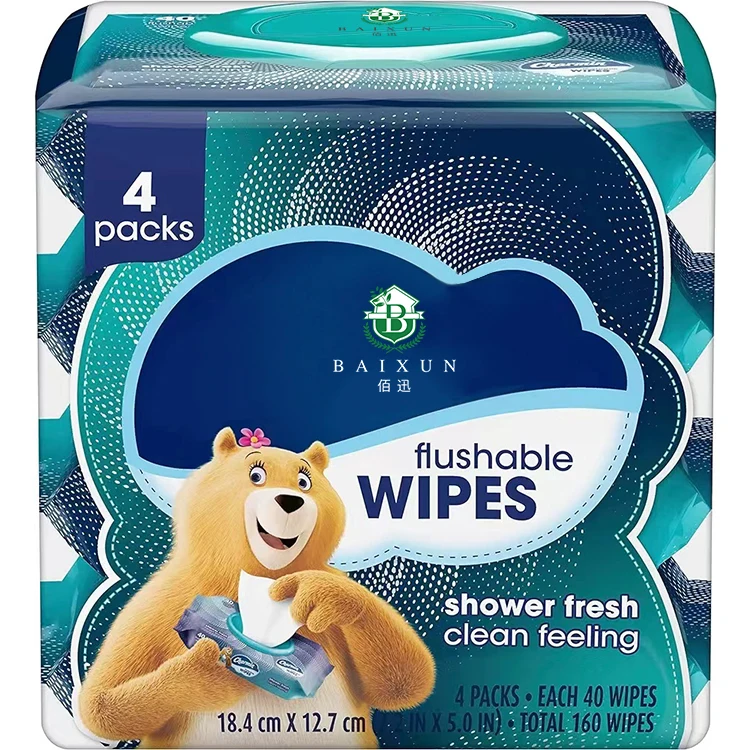 Wholesale 100% biodegradable natural eco-friendly mens individual flushable wipes roll for adults