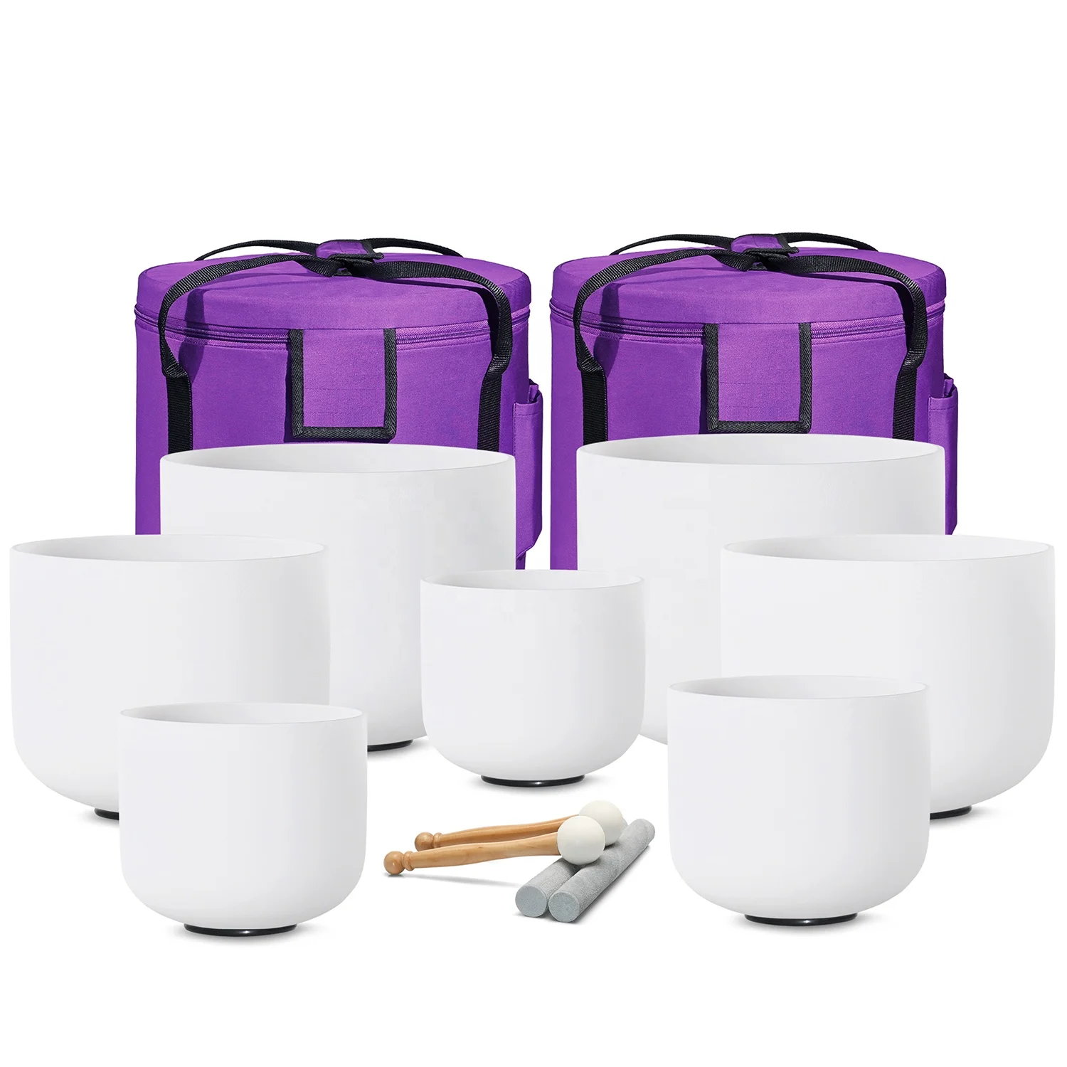 SUCCESS Frosted 432Hz 440Hz Crystal Bowl Set for Sound Healing Quartz Singing Bowls Klangschale Set