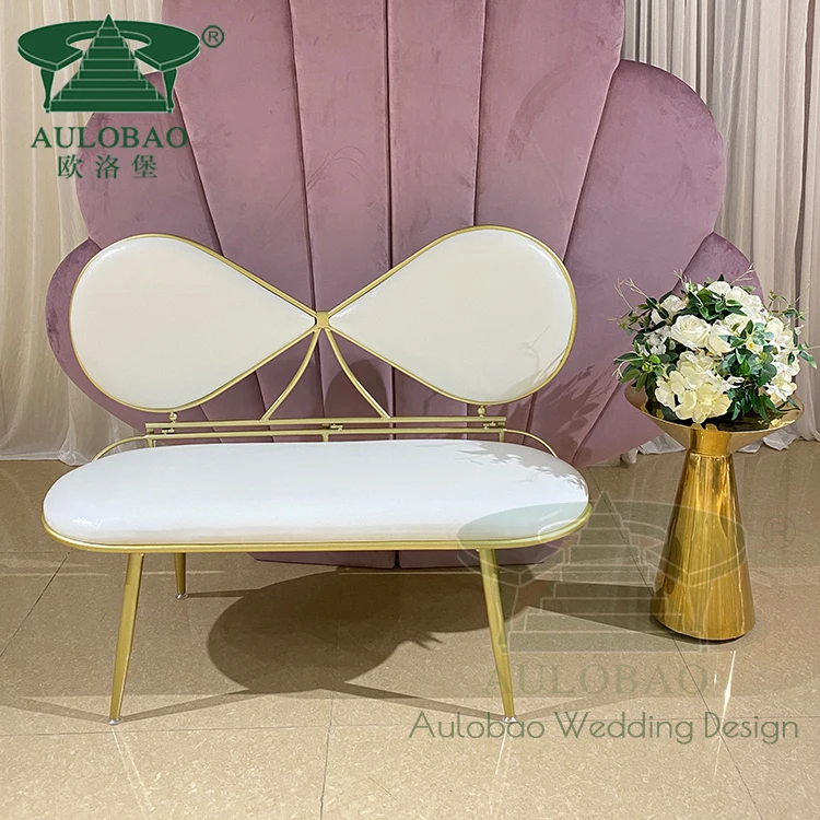 Banquet hall iron metal frame wholesale price wedding sofa for bride and groom