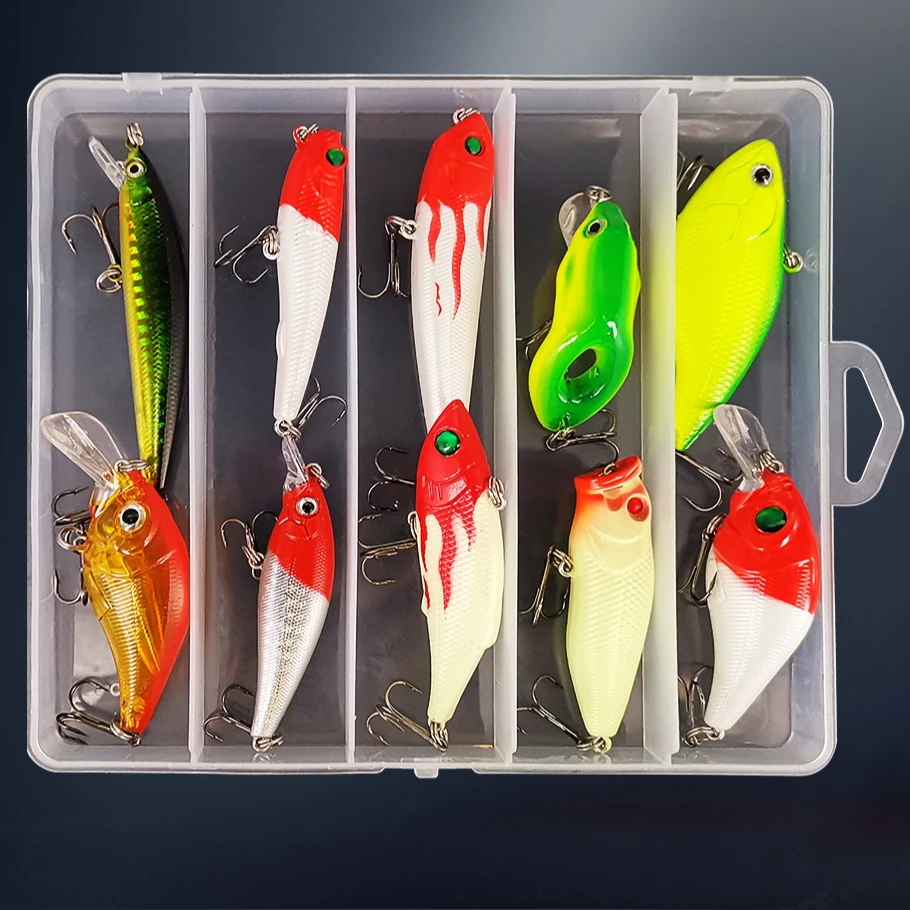 HISTAR OEM 67 to 88mm 1 Box 10pcs Hard Bait Treble Hook Crank/Minnow/Popper/Pencil/VIB/Frog Full Water Apply Fishing Lure Suit