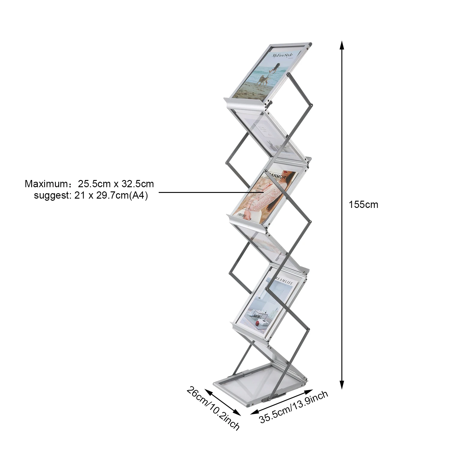 High Quality Cheap Price Black String Iron Brochure Holder Metal Display Rack Magazine
