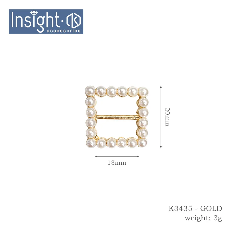 2021 New Design Belt Buckle Small Square Shape Pearl Belt Buckle Custom Rhinestone Belt Buckle For Bow