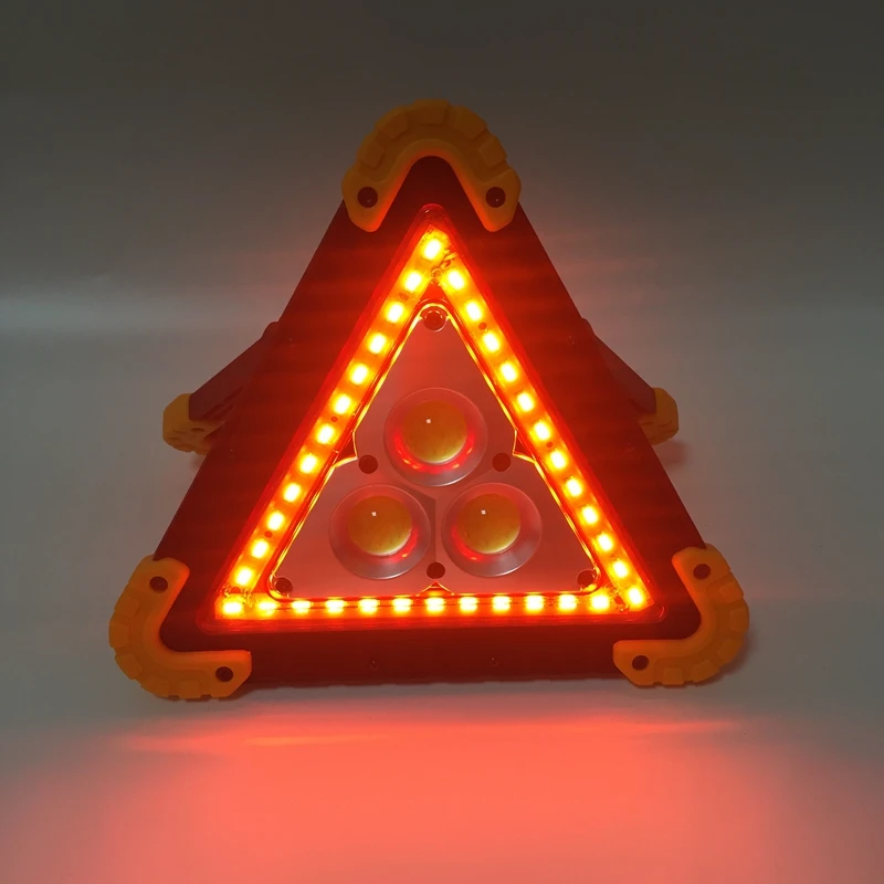 Portable Rechargeable Emergency Red Warning triangle Traffic light lithium battery USB power bank flashlight for car repair