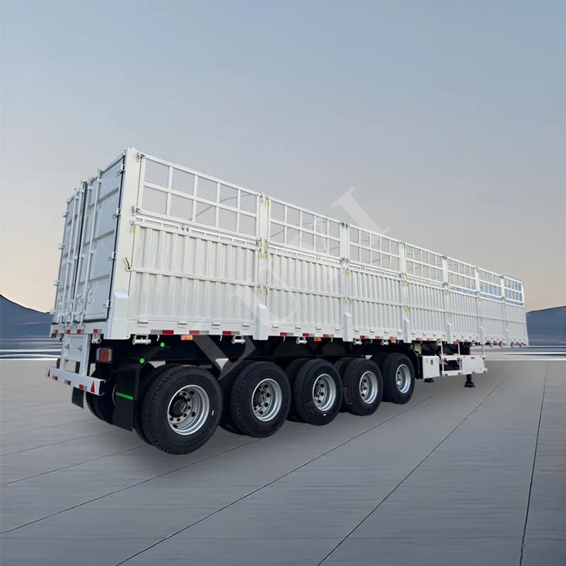 LUYI 5 Axles  Side Wall Open Truck Cargo Transport Fence Semi Trailer