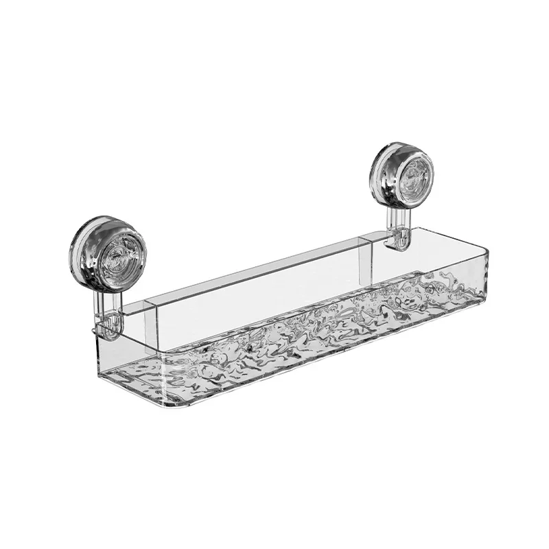 Corrugated Bathroom Suction Cup Storage Rack No Punching Bathroom Wall Mounted Storage Shelf Organizing Rack